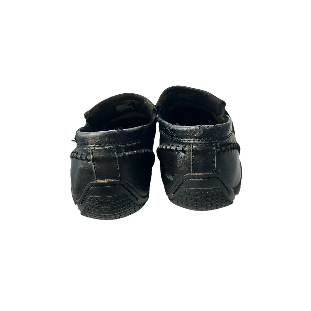 Vtg Back Stage by Skechers 69506 Men 11‎ Black Leather Loafers Crest Y2K Grunge